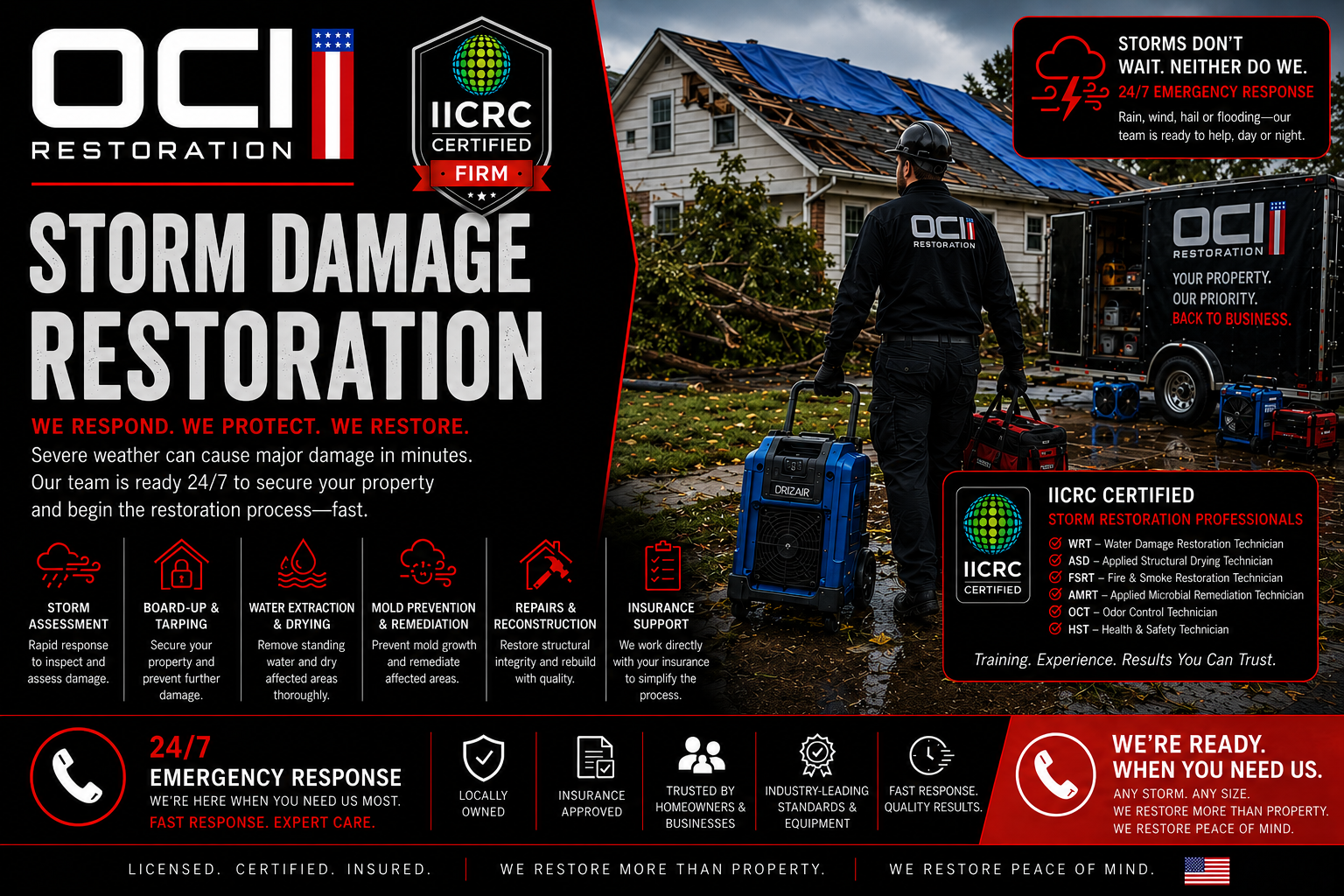 OCI Restoration Storm Damage Restoration - We Respond, We Protect, We Restore