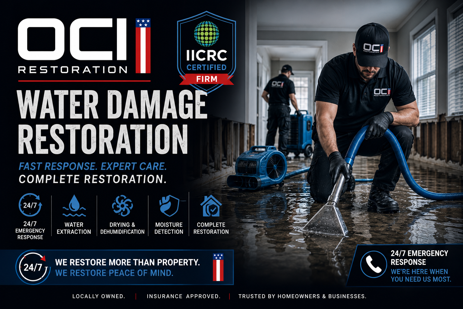 OCI Restoration Water Damage Restoration - IICRC Certified, 24/7 Emergency Response