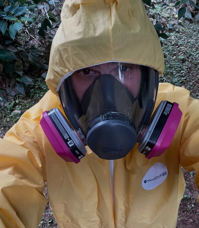 OCI Restoration technician in protective gear
