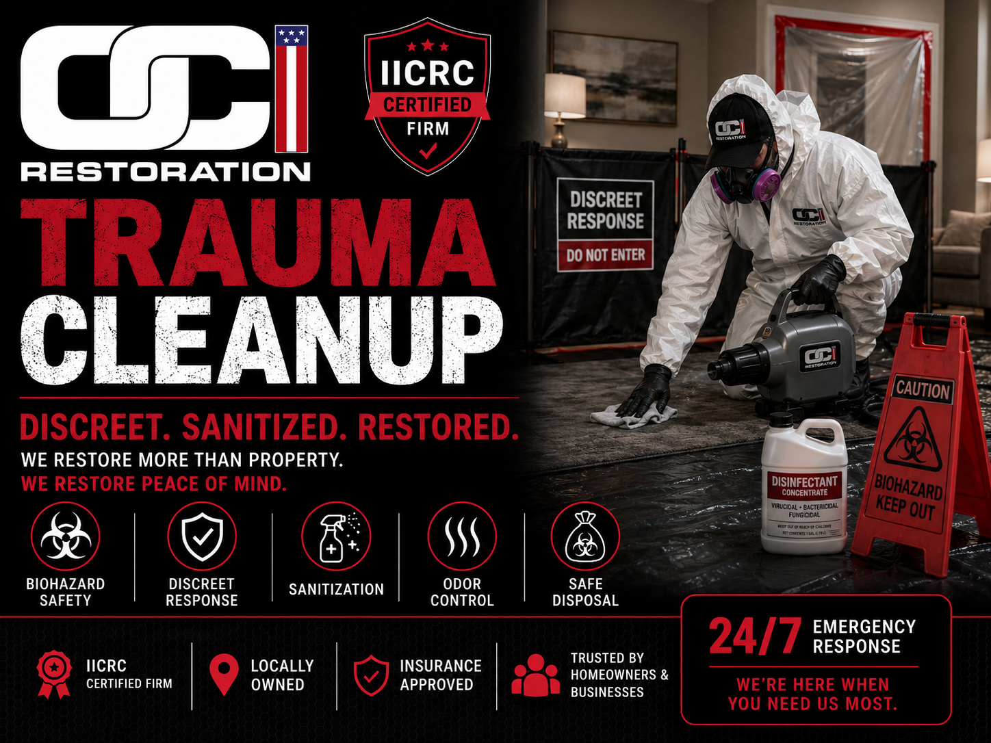 OCI Restoration Biohazard & Trauma Cleanup — Discreet, Compassionate, Compliant
